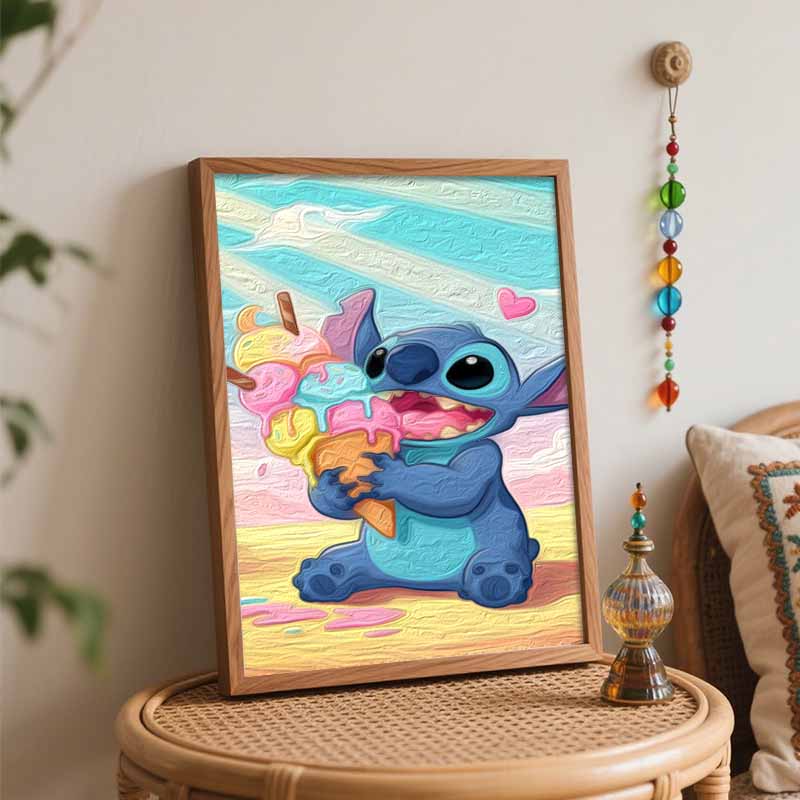 Disney Stitch Ice Cream Painting Kit Home Bedroom Wall Decor Handmade Gift