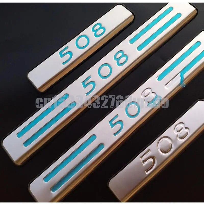 

4 шт./компл. для Peugeot 508 2011-2017, накладка из нержавеющей стали/накладка на порог, педаль bienvenidos серебряный