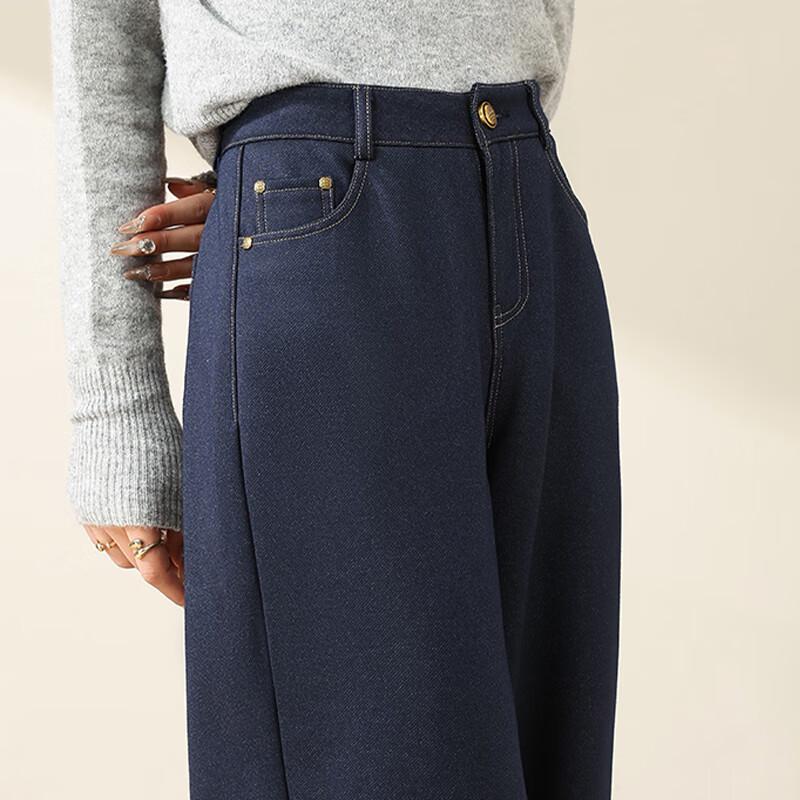 Jeanswest Women's High-Waist Straight-Leg Plush-Lined Winter Casual Pants