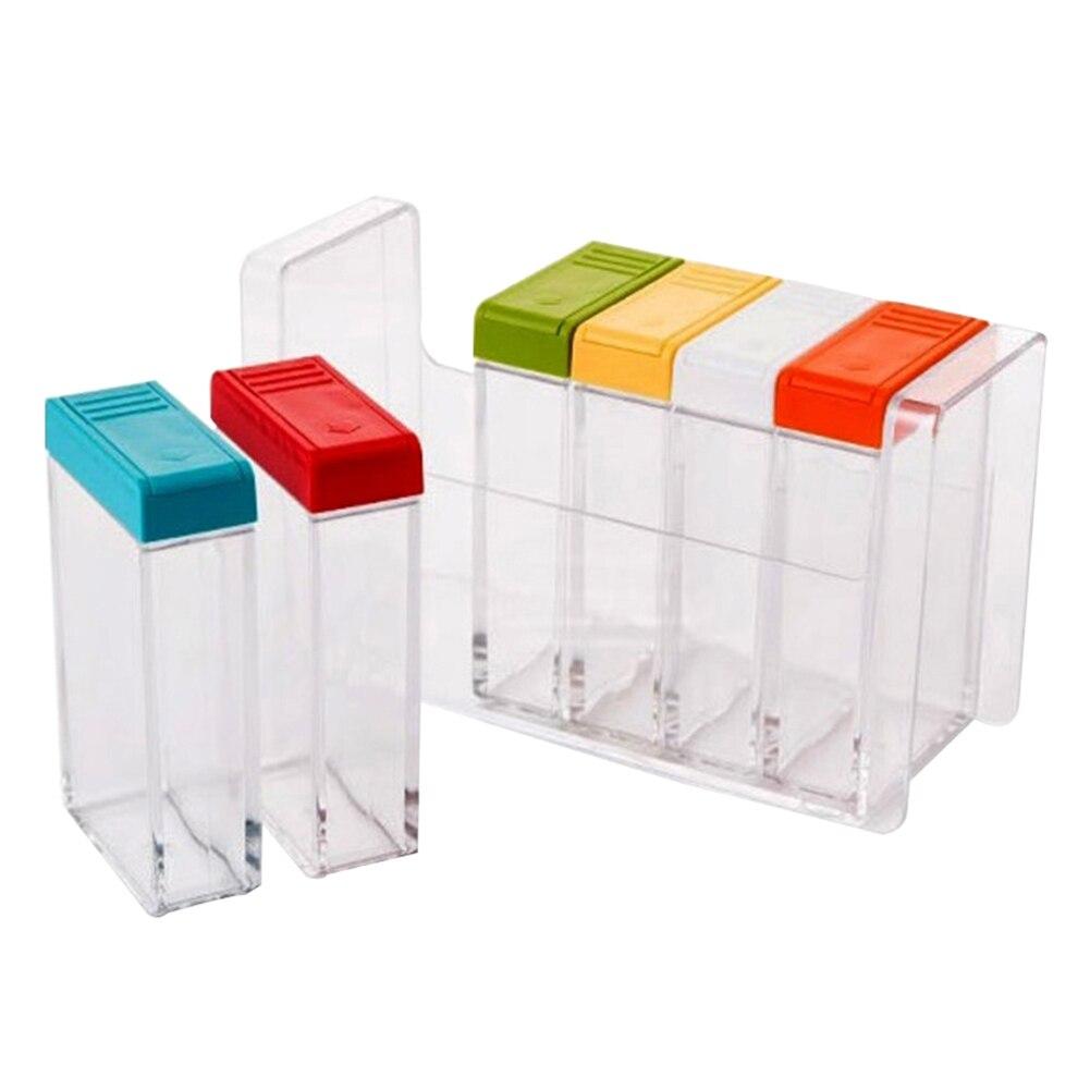 6in1 Spice Spice Jar Seasoning Box Kitchen Spice Storage Bottle Jars Transparent Salt Pepper Cumin Seasonings Boxes for Kitchen