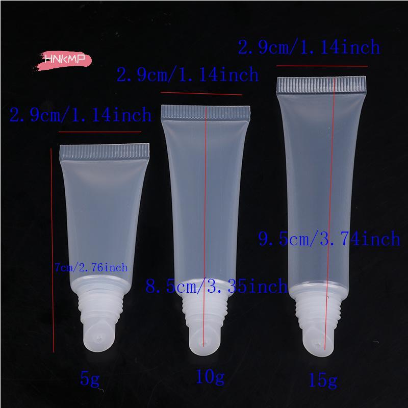 10Pcs Empty Lipstick Tubes Set 5/10/15ml Clear Lip Gloss Containers Soft Squeeze Lip Balm Makeup Soft Tube for DIY Beauty