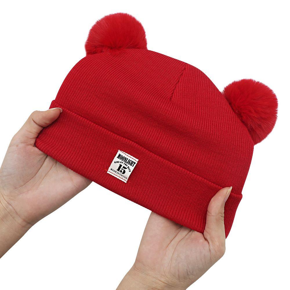 Wool Plush Ears Toddler Cap Infant Knitted Hat Winter Hats Scarf Set Lovely Beanie Hat Boy Girl Cap
