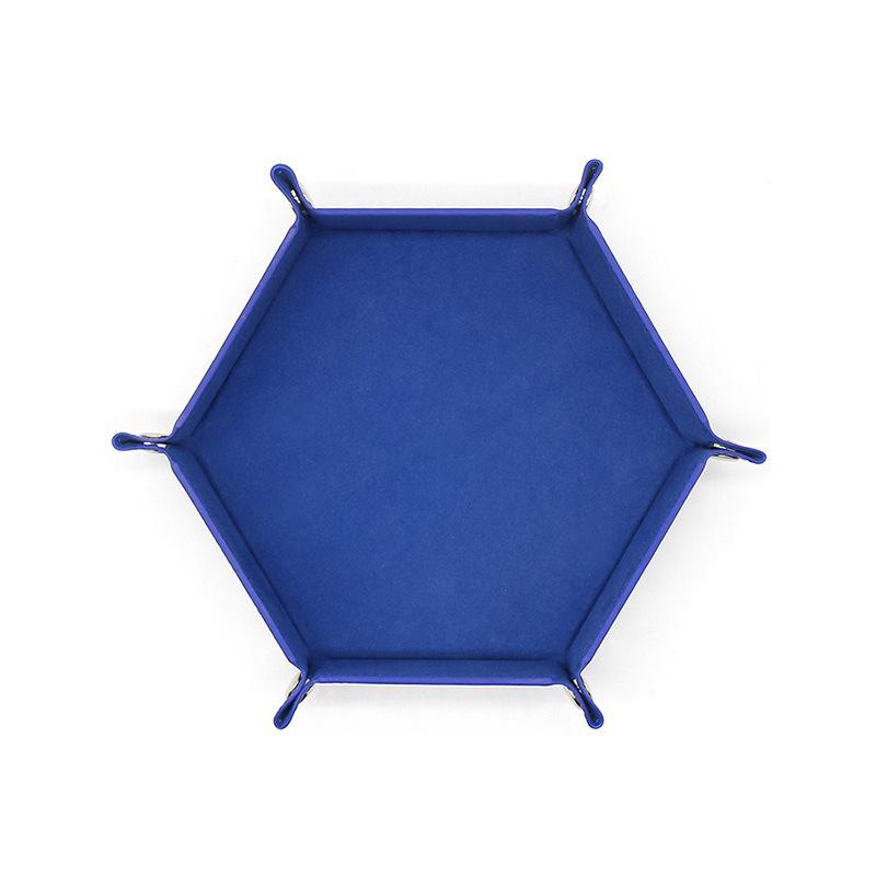 Hexagonal Velvet Dice Tray: Portable, Foldable PU Storage for Tabletop Games