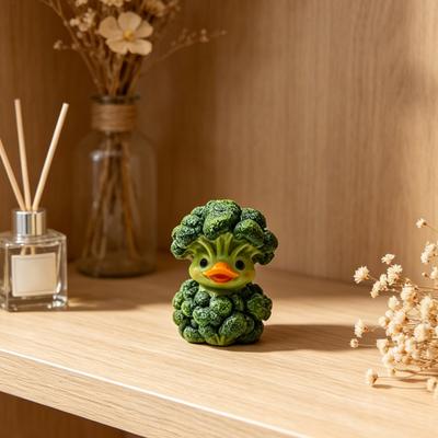 Broccoli Duck Ornament Resin Veggie Ducks Figurine Cute Vegetable Duck Decoration for Office