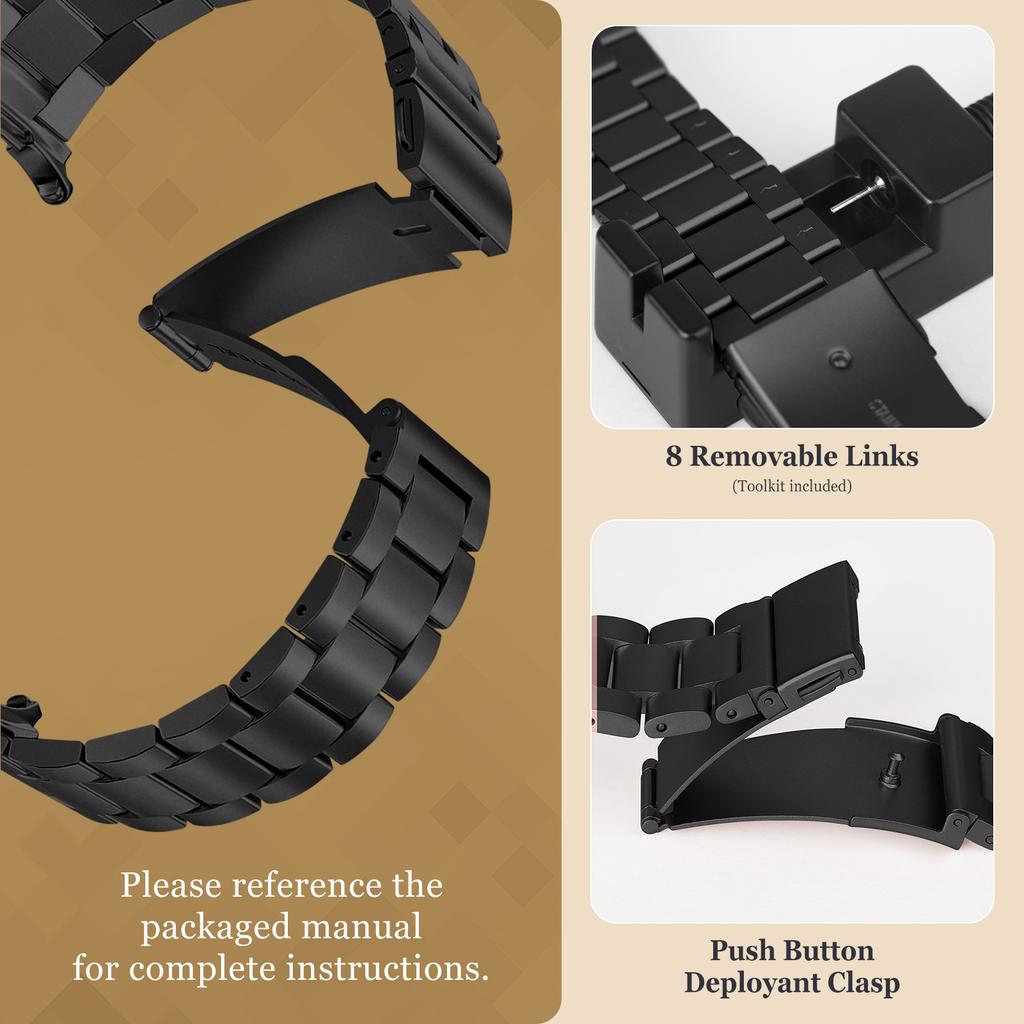 Luxury band for Samsung Galaxy watch 8 strap 40mm 44mm Stainless Steel Metal Bracelet correa Samsung galaxy watch 8 classic 46mm