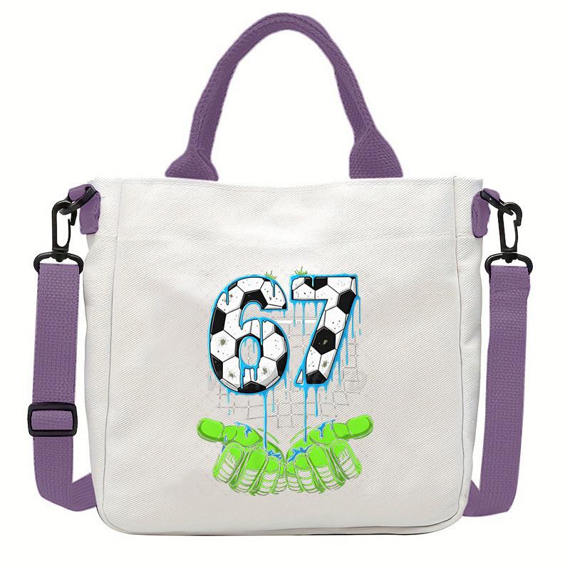 Steal a Brainrot 67 Printed Student Crossbody Bag Casual Canvas Shoulder Bags