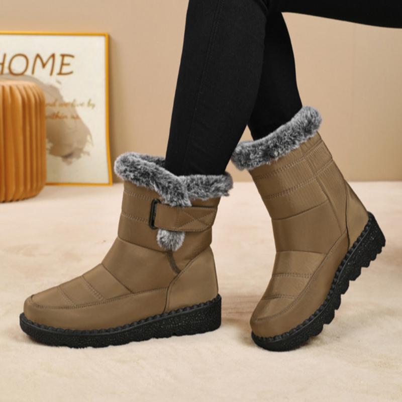 Snow boots, winter women's boots with plush and thick cotton boots, polyurethane long boots, high cut and thick soled cotton shoes