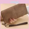 Portefeuille Creux Cuir Femmes Pochette à Fermeture Éclair Rétro Féminin Sac Organiseur Creux pour Cartes Grande Capacité Long Porte-Cartes pour Téléphone Portable