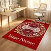 Floral Garden Theme Crystal Velvet Rug Personalized Custom Name Text Soft Floor Mat Home Decor