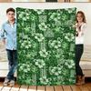 Green Hibiscus Floral Flannel Blanket Soft Cozy Throws Napping Travel Use