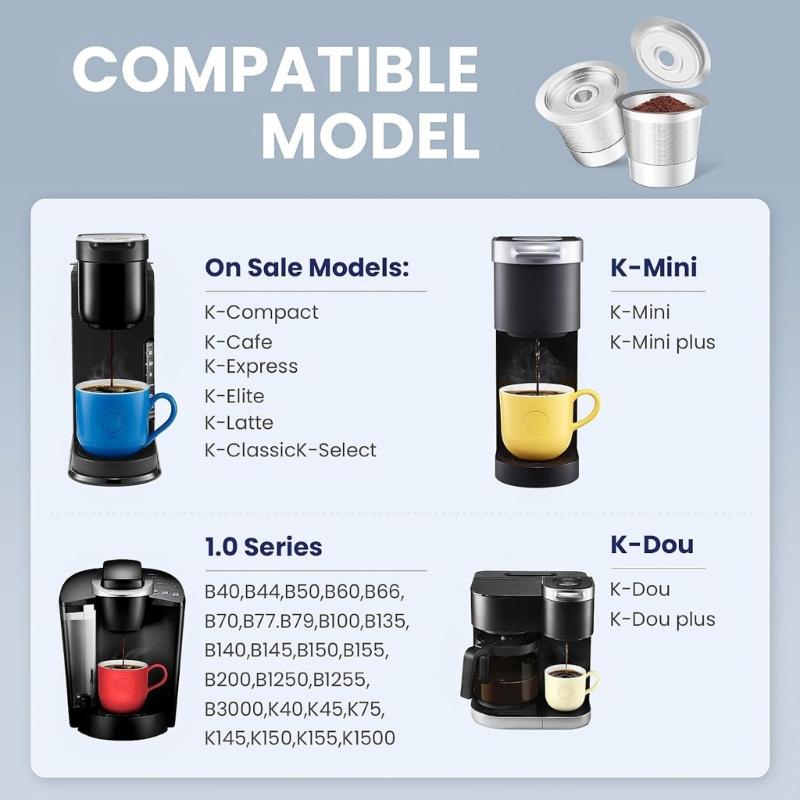 Reusable Coffee Pods for Coffee Maker PB051/CFP101/PB041-304 Stainless Steel K Cups Coffee Filters-Compatibled with Single Serve and Dupli Brew Coffee