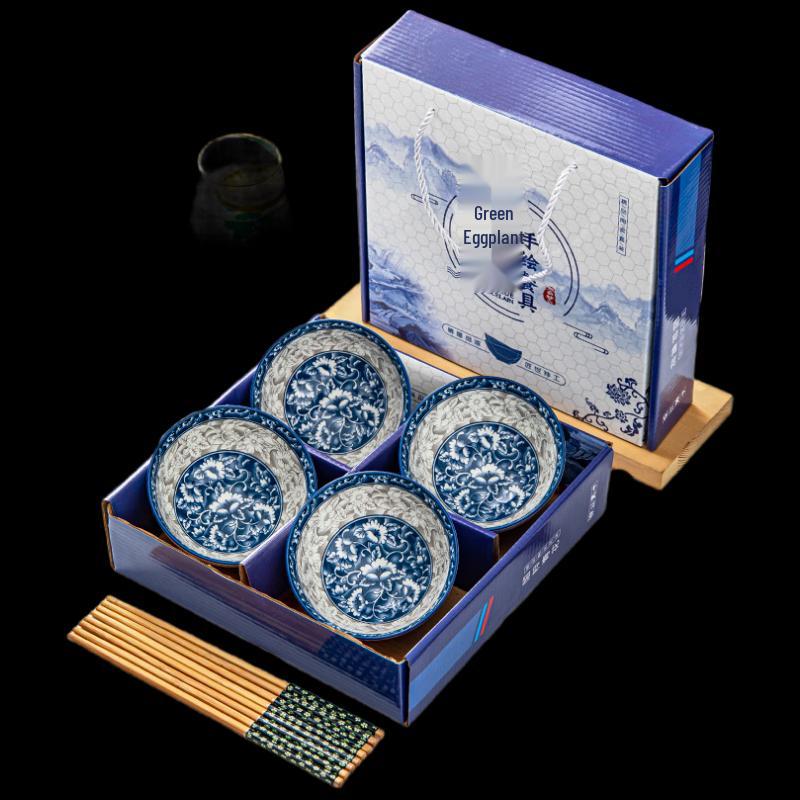

Blue & White Ceramic Bowl & Chopstick Gift Set