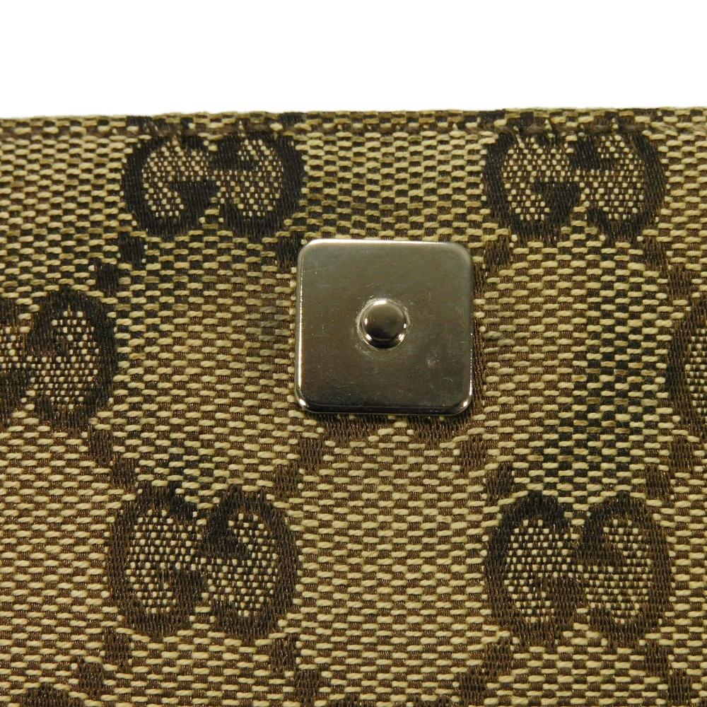 Used 9539 GG Canvas Waist Bag 146304 7929 Calfskin Brown Waist Pouch Shoulder Bag with Embossed Logo Beige Men's from
