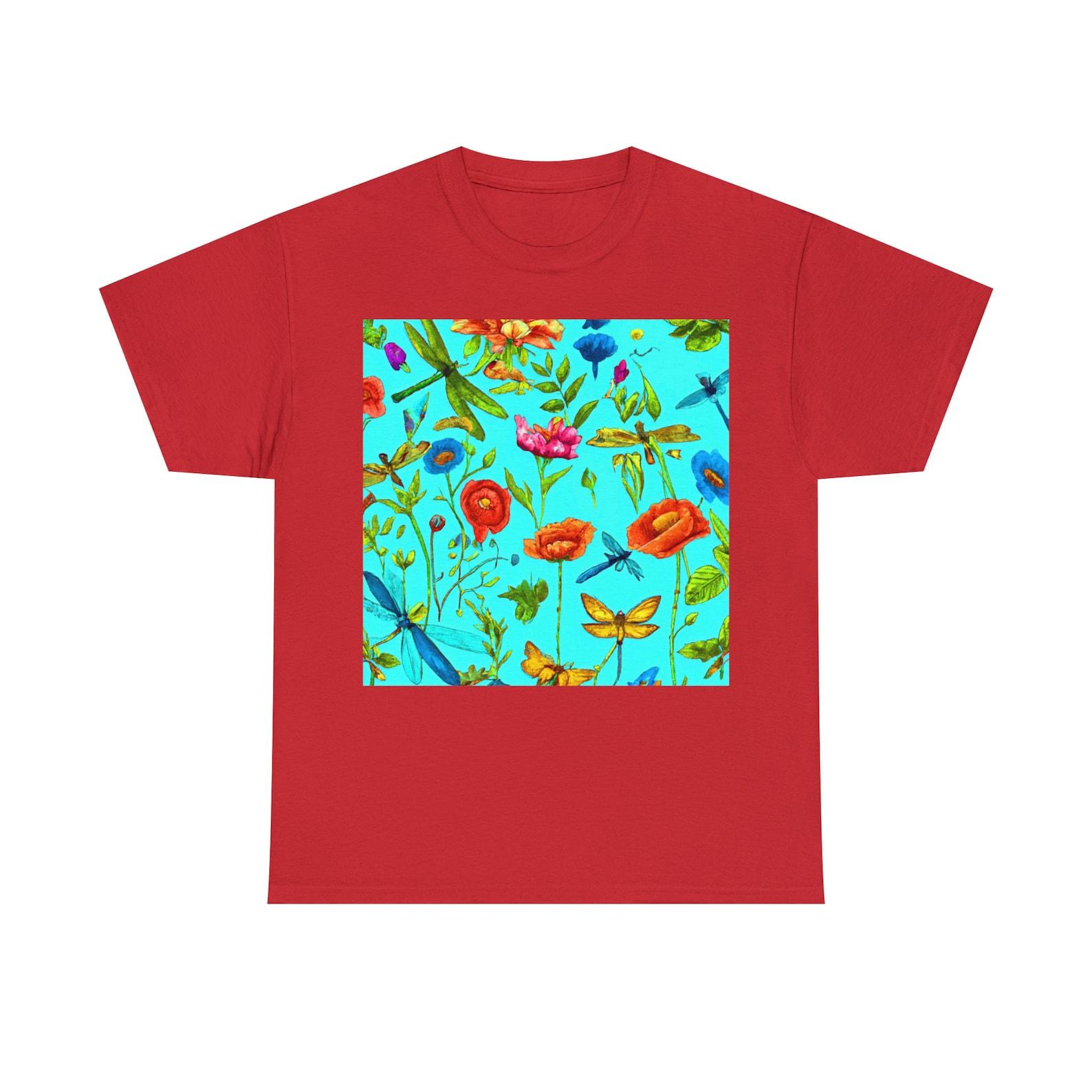 Blue Butterfly and Floral Tee 110
