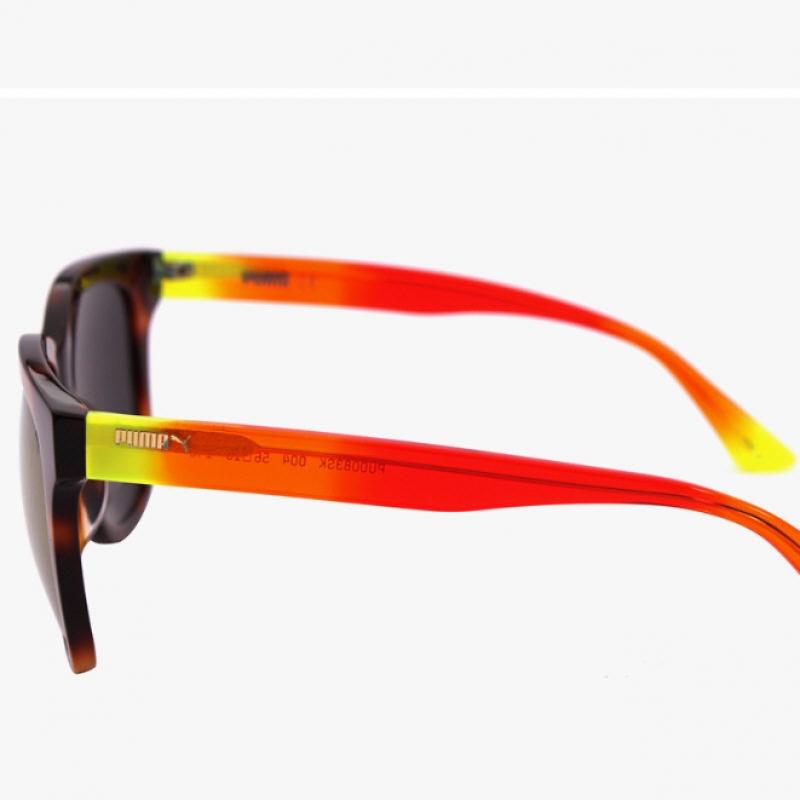 Puma Pu0083sk 004 Ripper Square Horn Rimmed Over Asian Fit Mirror Sunglasses