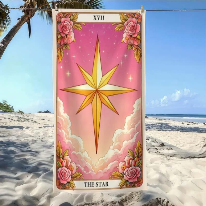 

Star Brand Star Card Pattern Beach Towel, Super Absorbent Beach Towel,, Comfortable and Practical Quick-Dry Swimming Towel, W30*H60(CM)