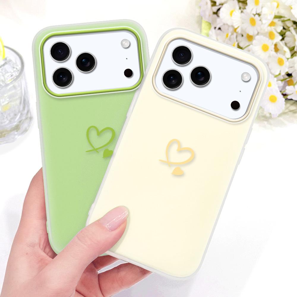 Simple Love Heart Phone Case For IPhone 17 17E Air 16 16E 15 Plus Pro Max Candy Colored Cover