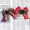 6PCS Christmas Pinecone Pine Needle Bow Christmas Grid Ribbon Bow Christmas Tree Decoration Bow Home Furnishings
