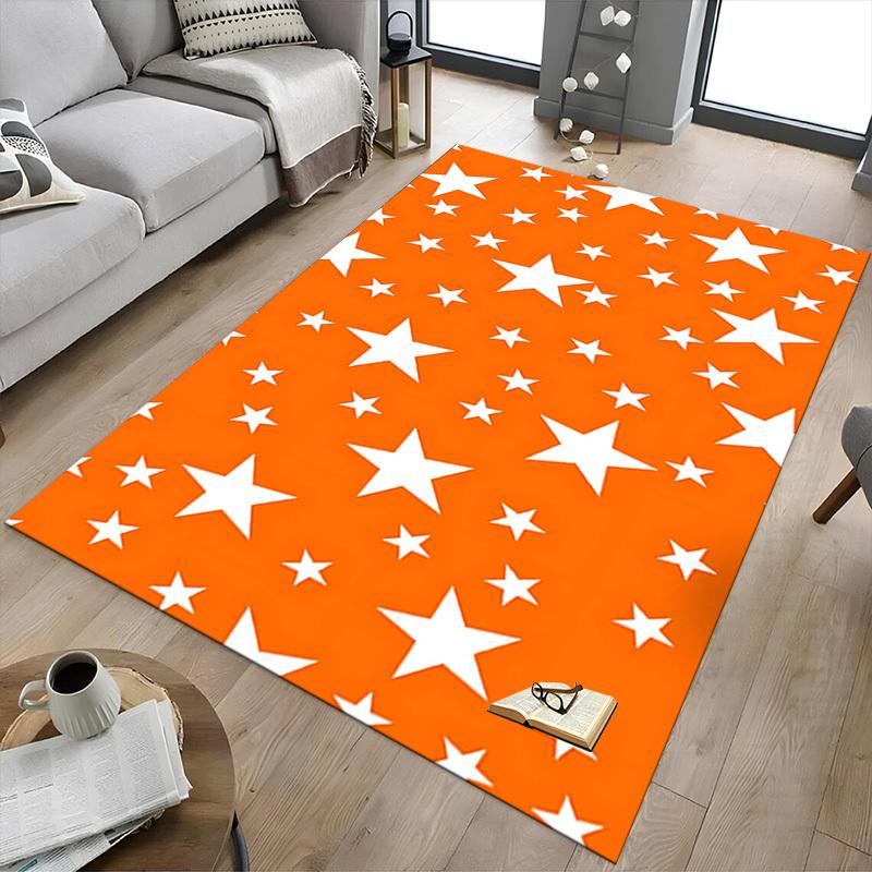1PC Stars Orange Extra Large Non Slip Floor carpet, Office, family, Studio Large Area Rug Indoor Rugs, Bold Statement Piece