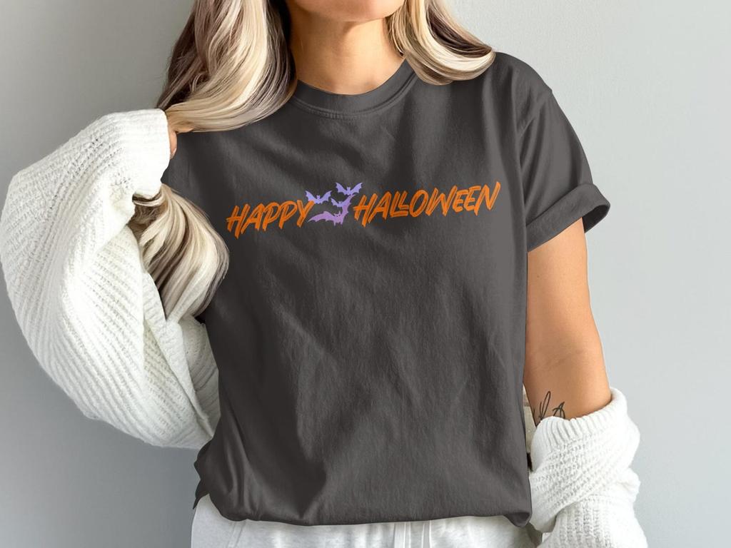 Happy Halloween Bat Shirt, Spooky Season Festive Fall Tee