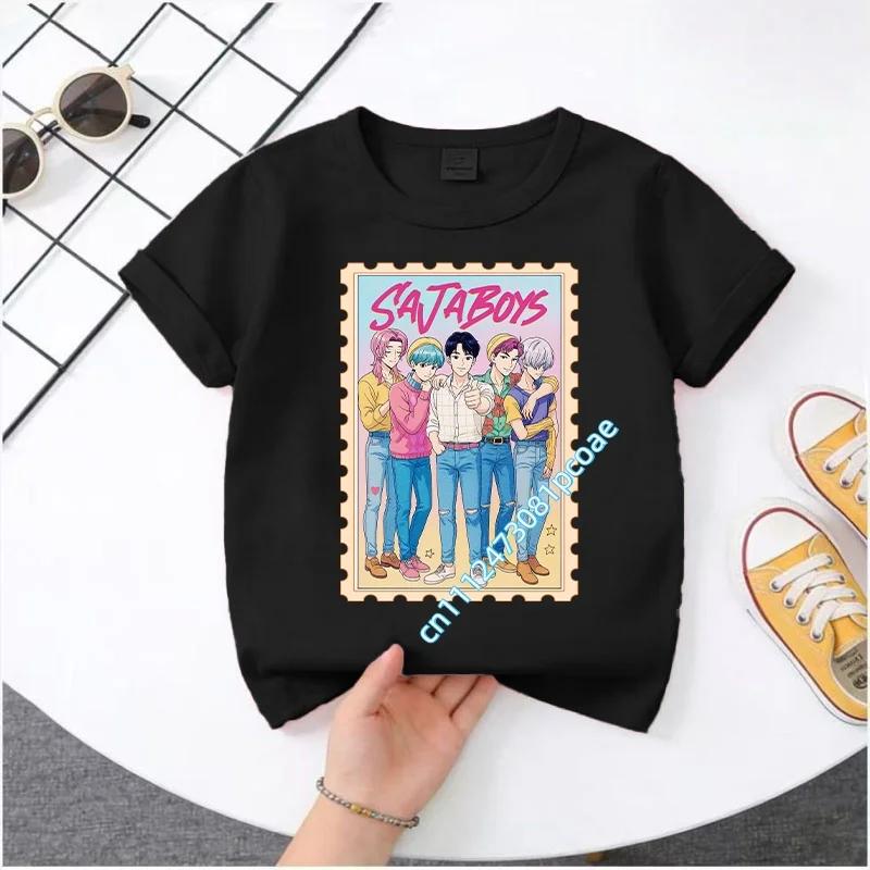 2026 New  K-POP Saja Boys Print Short-Sleeved Spring Summer Clothing for Boys and Girls Cute Polyester T-shirt for Boys and Girls