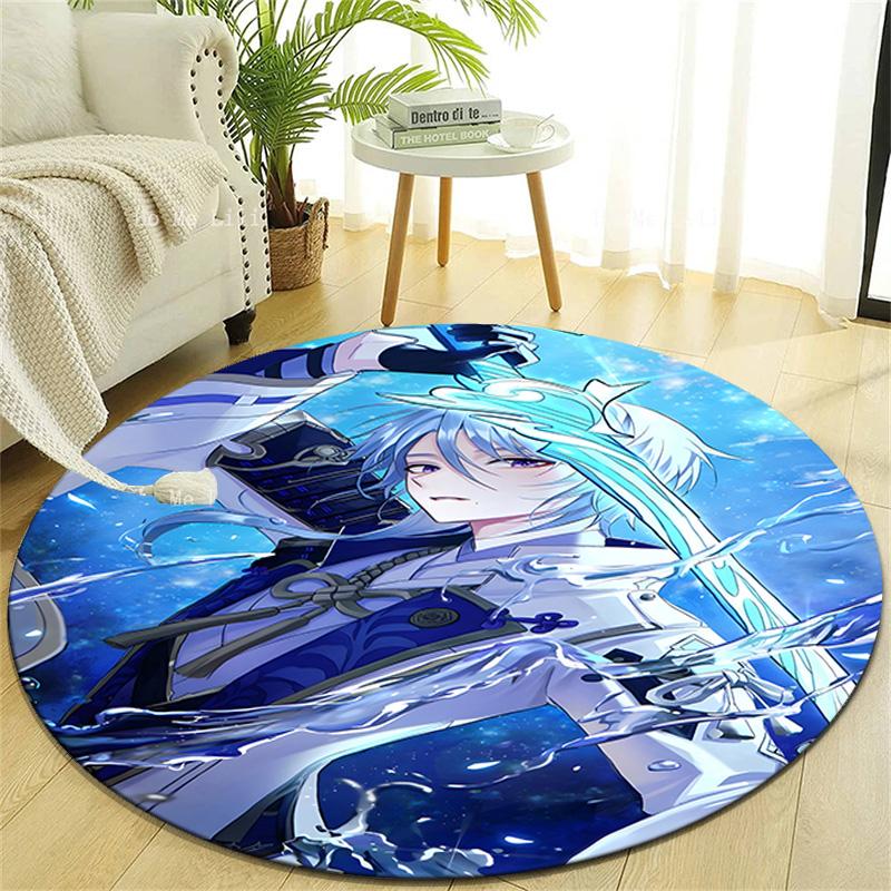 1pc Genshin Impact1 Design Printed Area Round Carpet for Bedroom Living Room Home Decor Rugs Mat Non Slip Mat Rug for Bedside
