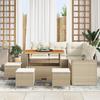 9-Piece Garden Sofa Set with Beige Cushions Poly Rattan Acacia, 4 3362011 Garden Dining Set