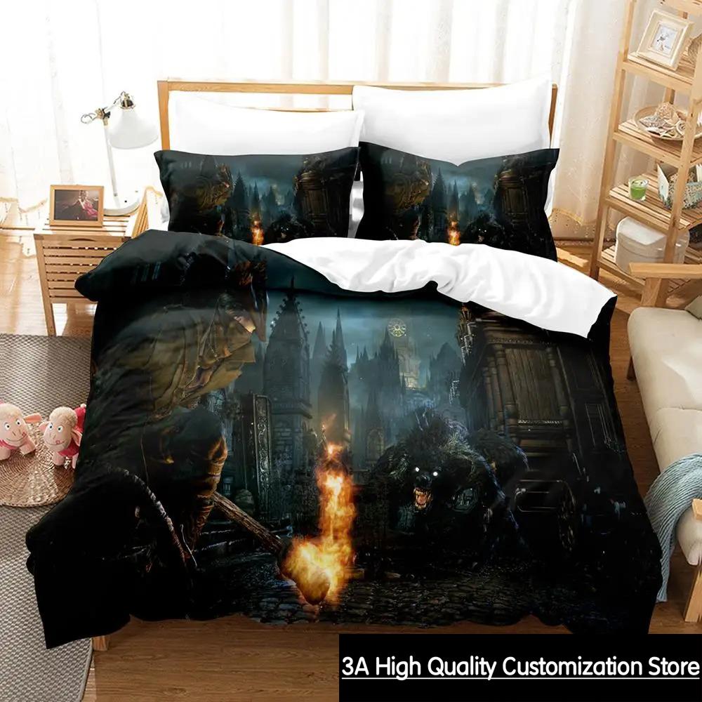 

New Bloodborne Lady Bedding Set Single Twin Full Queen King Size Bed Set Adult Boys Bedroom Duvetcover Sets Anime Game EU Single(135*200cm)3pcs