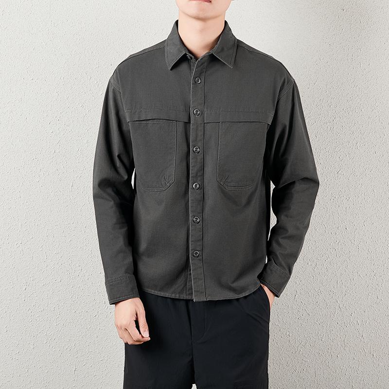 Autumn New Men's Shirt Long-sleeved Casual Loose Cotton Washed Shirt Men's Work Jacket