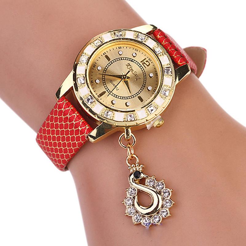 Elegant Kimseng Women's Quartz Watch With Swan Pendant Stylish Design And Unique Colors