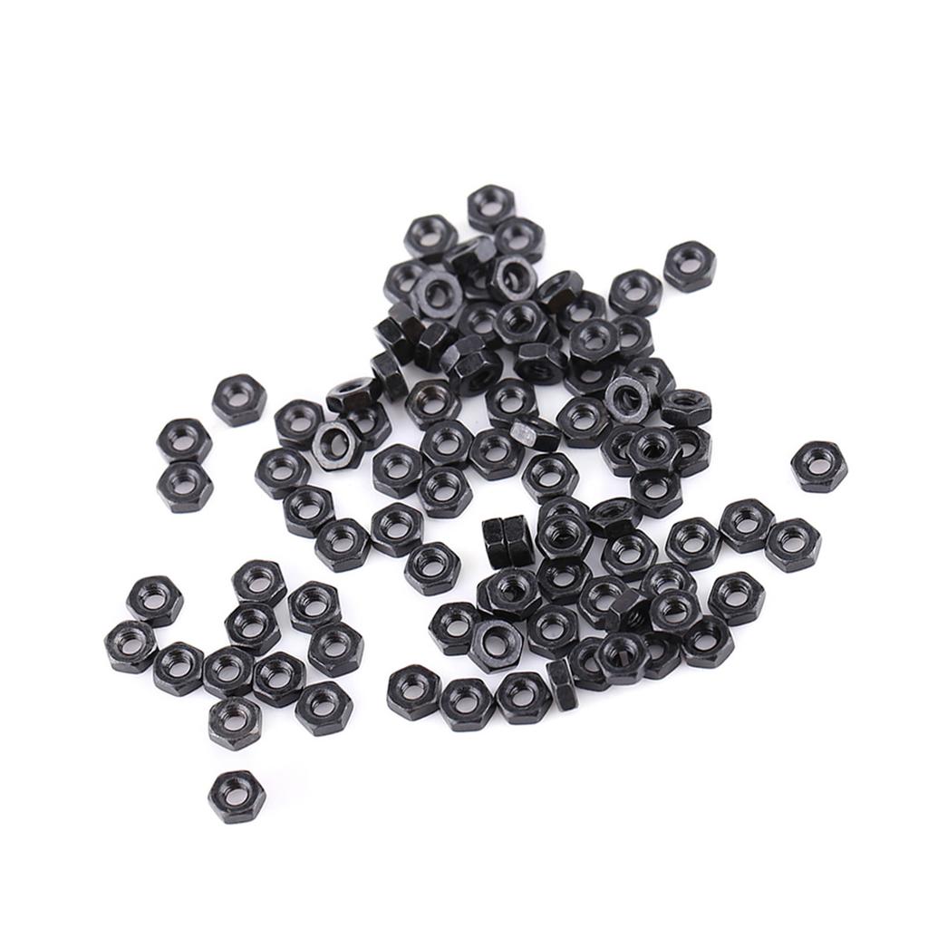 100pcs Din934 M2 M5 Black Zinc Plated Carbon Steel Metric Thread Hex Hexagonal Nuts