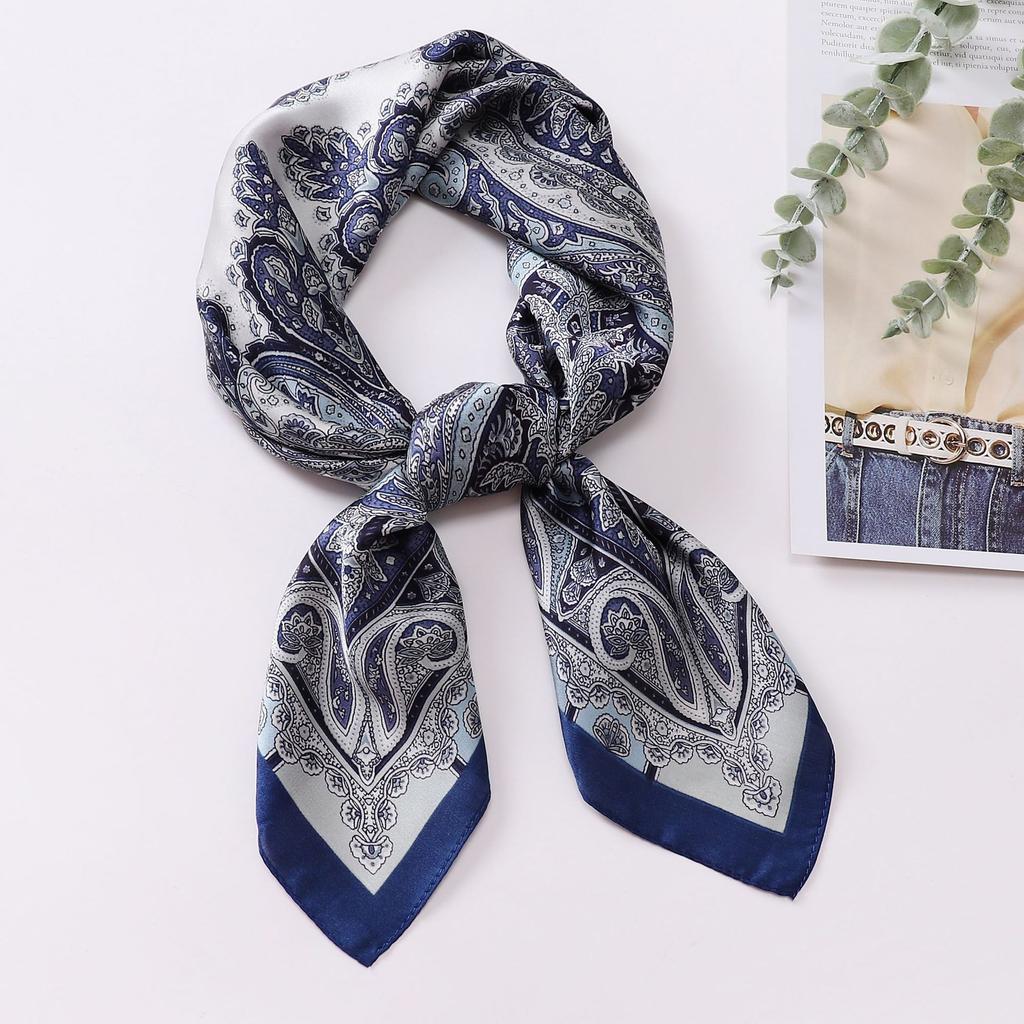 70cm Square Luxury Cashew Print Soft Satin Scarf Ladies Headband Small Hair Scarves Band Female Handkerchief Bandana Foulard