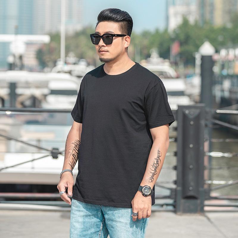 Tricou largi pentru bărbați de mărime mare M-7XL 8XL Tricou cu mâneci scurte pentru bărbați, culoare uni, cu gât rotund