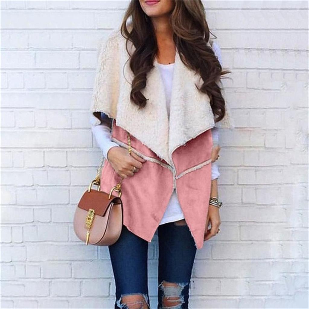 Womens Vest Winter Warm Hoodie Outwear Casual Coat Faux Zip Up  Jacket