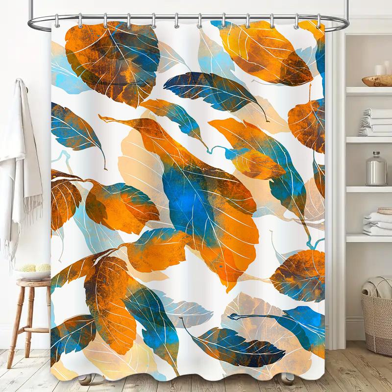 Creative artistic shower curtain waterproof and mildew-proof Shower curtain modern simple leaf pattern design Bathroom curtain