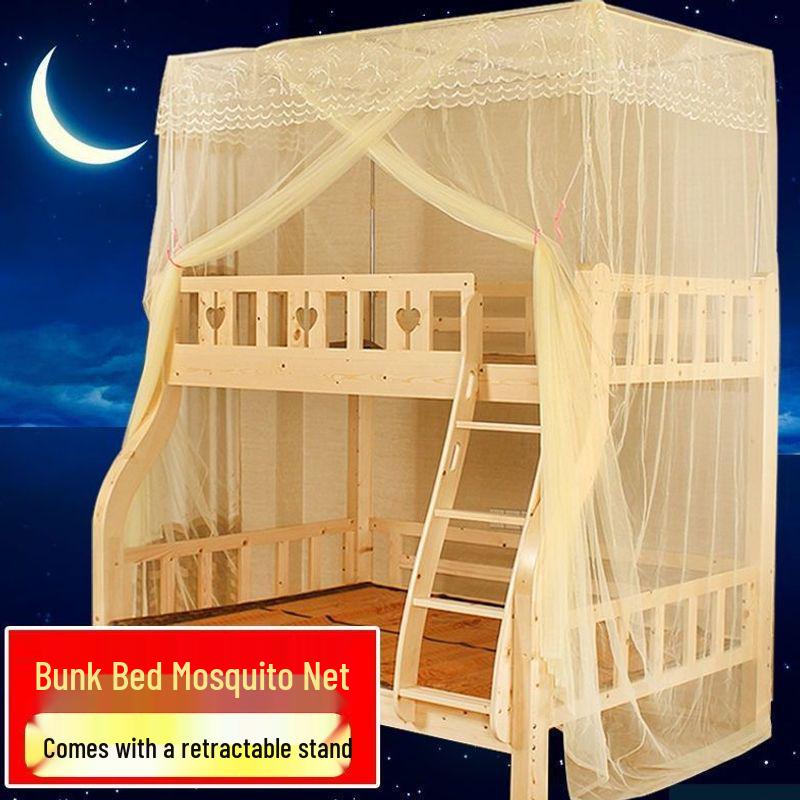 Child & Mother Integrated Bunk Bed with Double Layer Encrypted Mosquito Net and Thickened Support