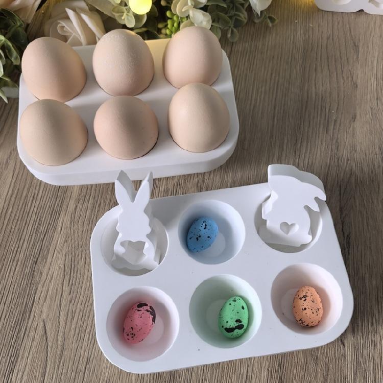 Food Safe Silicone Easters Eggs Tray Mould with 6 Compartments Ideal for Holiday Craft Easy Decorating and Art Projects