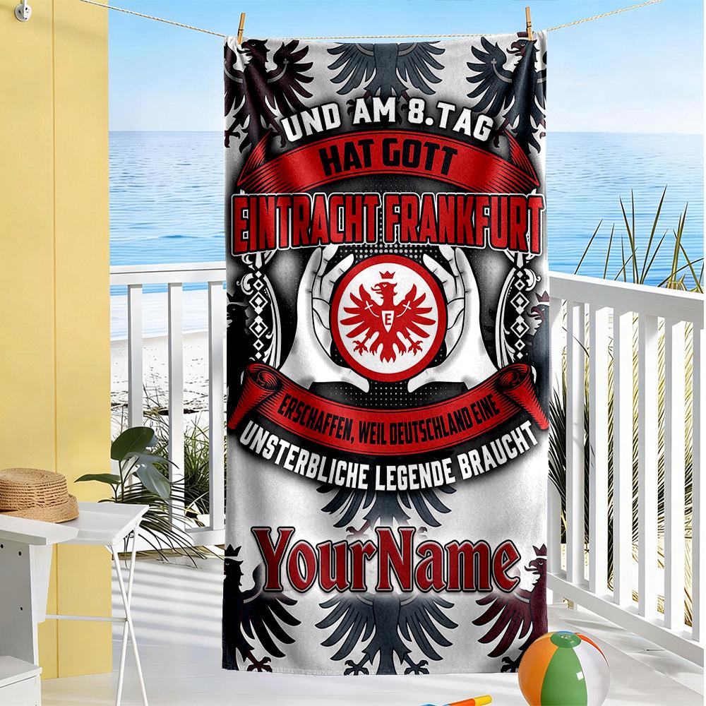 Eintracht Frankfurt Personalized Text Beach Towel Super Soft Absorbent Ideal For Travel Outdoor Swim Pool Yoga Surf Camping Hiking Gym Gift Holiday