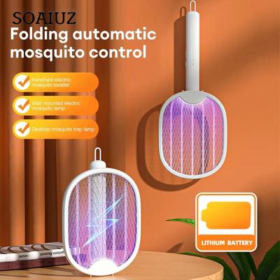 4 in 1 Elektrischer Mückenvernichter Faltbare Fliegenklatsche Falle USB Wiederaufladbarer Mücken Insektenvernichter mit UV-Licht für Schlafzimmer