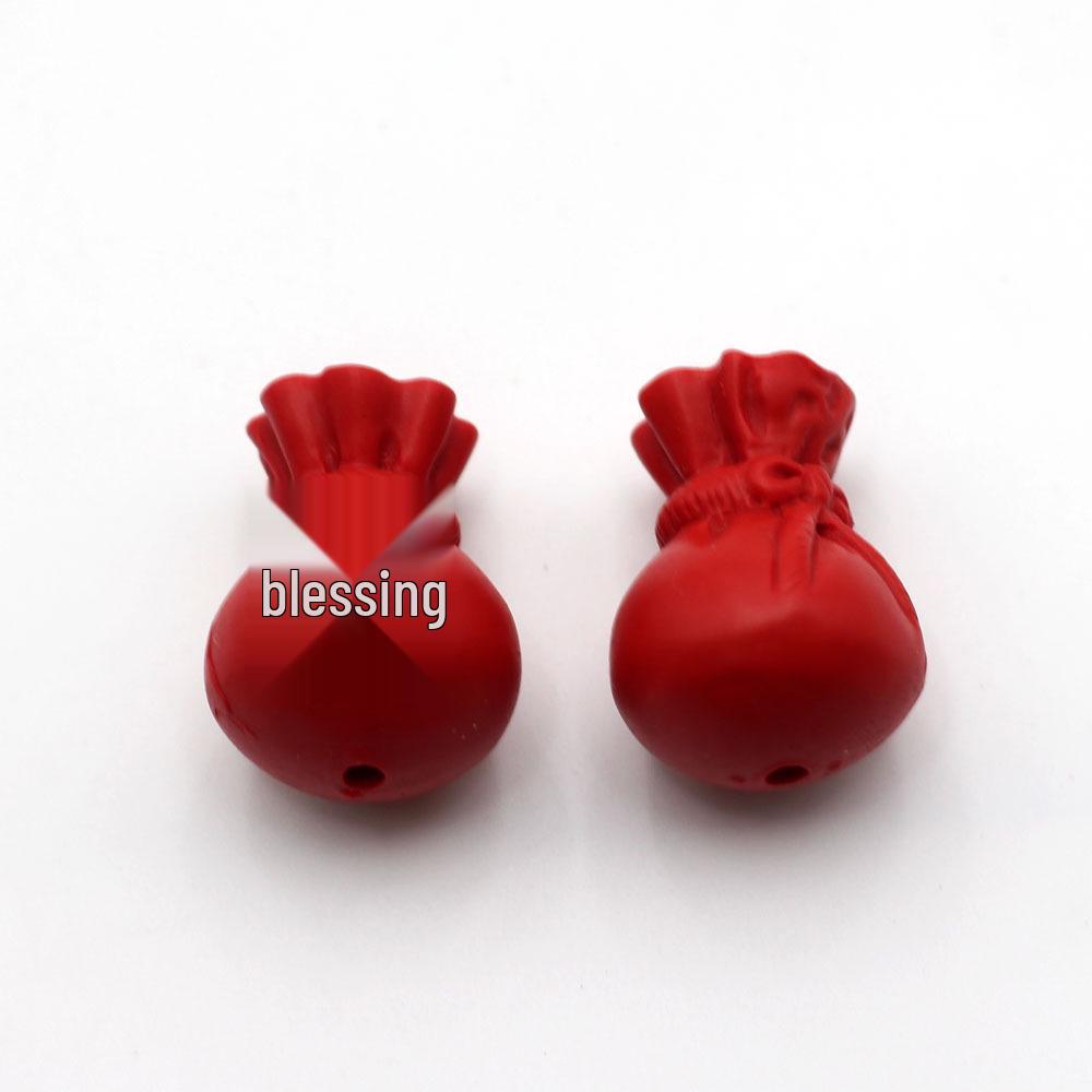 DIY Imitation Cinnabar Lucky Bag Charm: Small Money Bag Pendant with Fu Character, Cloud Design, and Bracelet Accessory