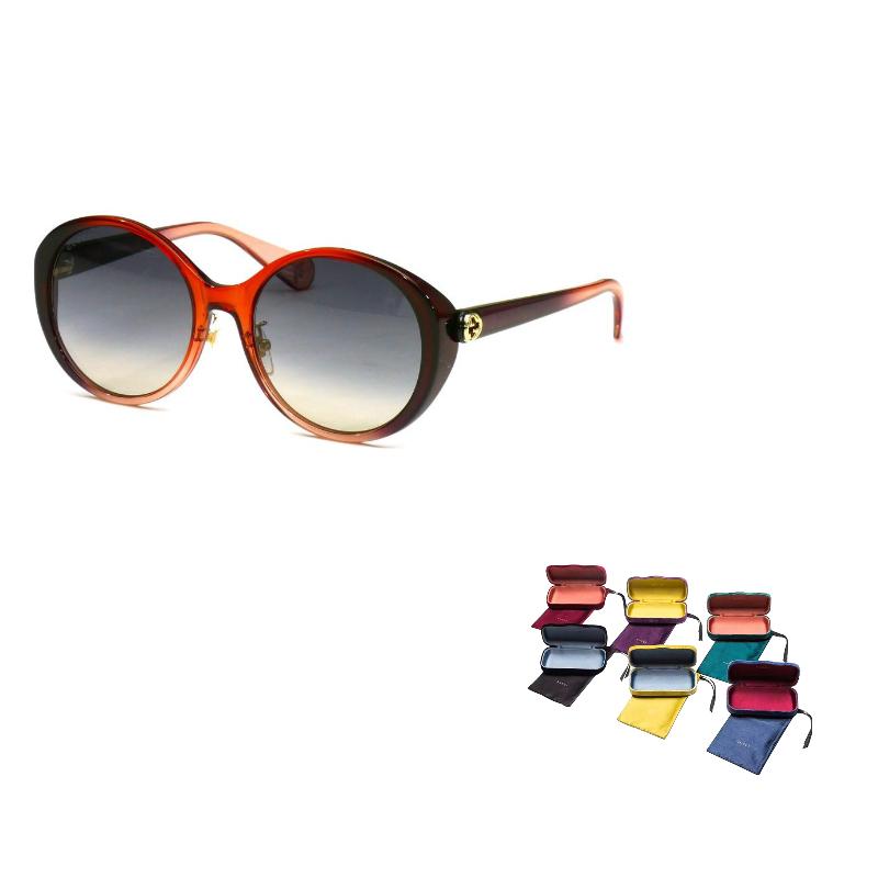 

GUCCI Fashion Personality Elegance Trend Plate Frame Oval Sunglasses Unisex Maroon Rose 56