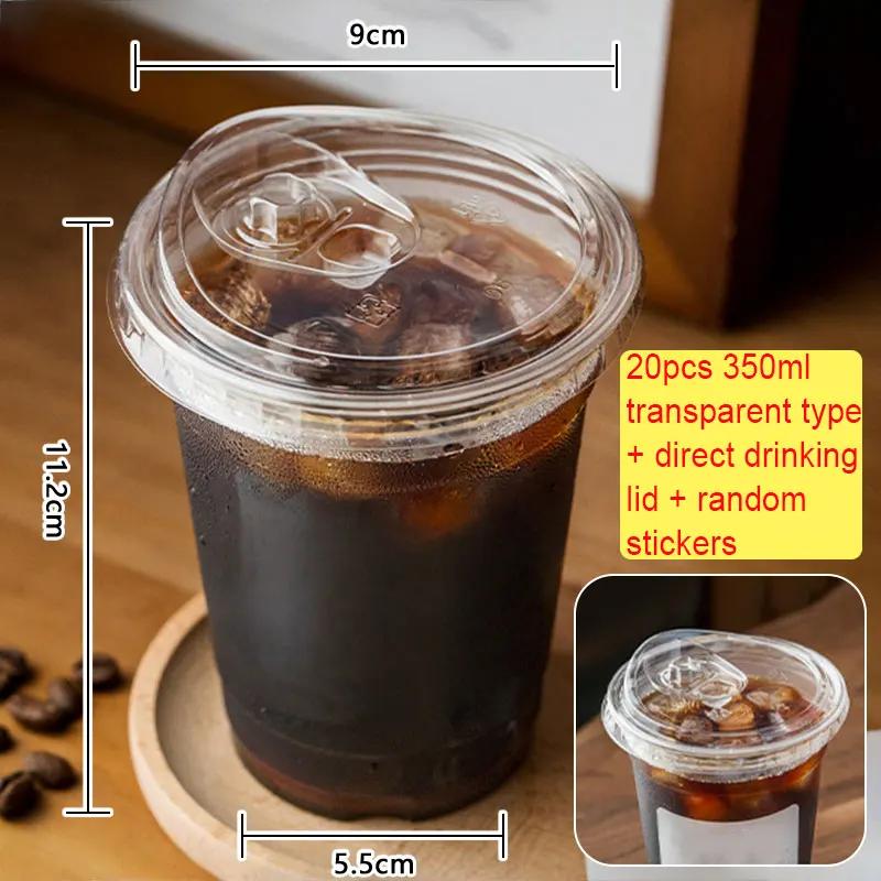Disposable Coffee Cup INS Style Transparent Thickened Milk Tea Cup with Lids Suitable for Smoothies Cold Drinks Party Supplies