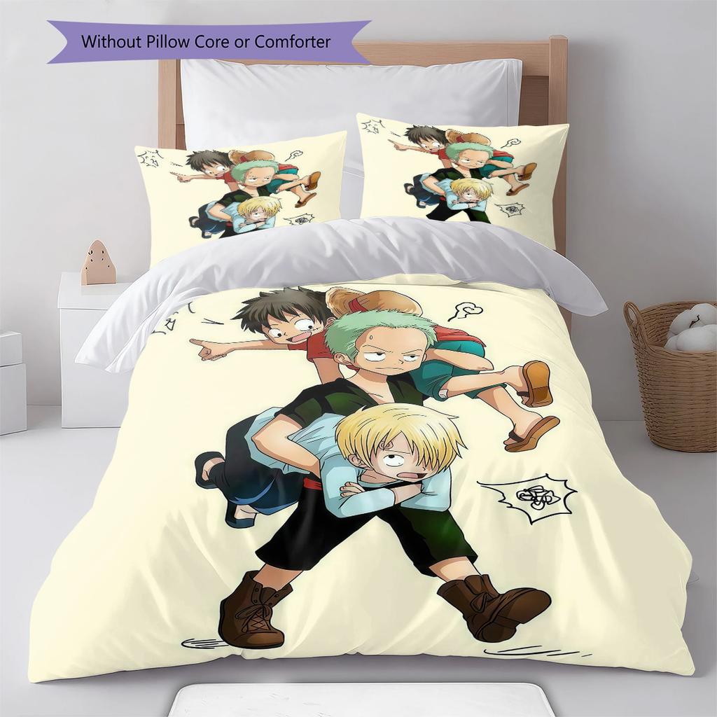 One Piece Pattern Bedding Quilt Set Quilt Cover Pillowcase Home Birthday Gift(1 * Duvet Cover + 2 * Pillowcase, Without Core)