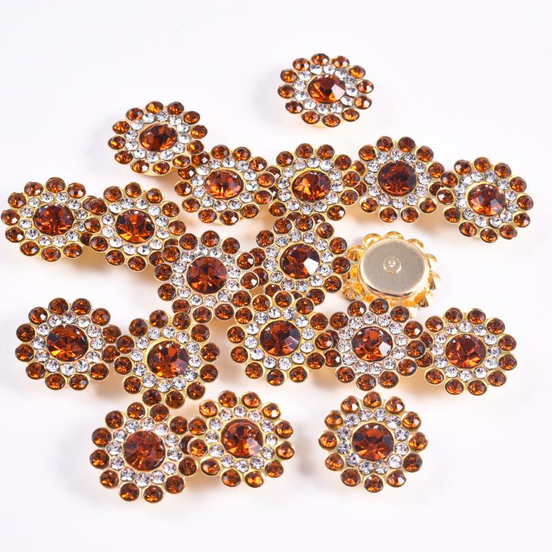 Sun Flower Claw Diamond, Glass Flower-Shaped Rhinestone Buckle Hand Seam Diamond, Round Flower Plate Grab Diamond Diy Jewelry Button Decoration