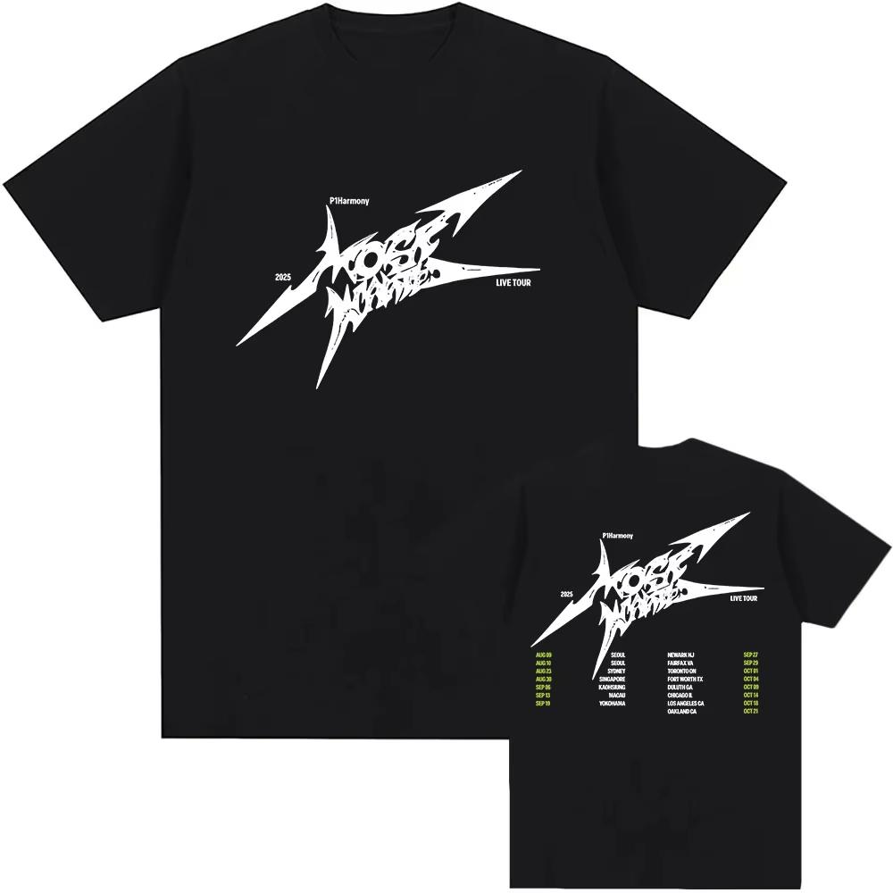 

P1Harmony Live Tour 2025 Футболки Хлопковая Свободная Мужская Футболка Повседневная Мода Унисекс Уличная Одежда Хип-Хоп Корейский Стиль Мужская Футболка Футболка 2XL