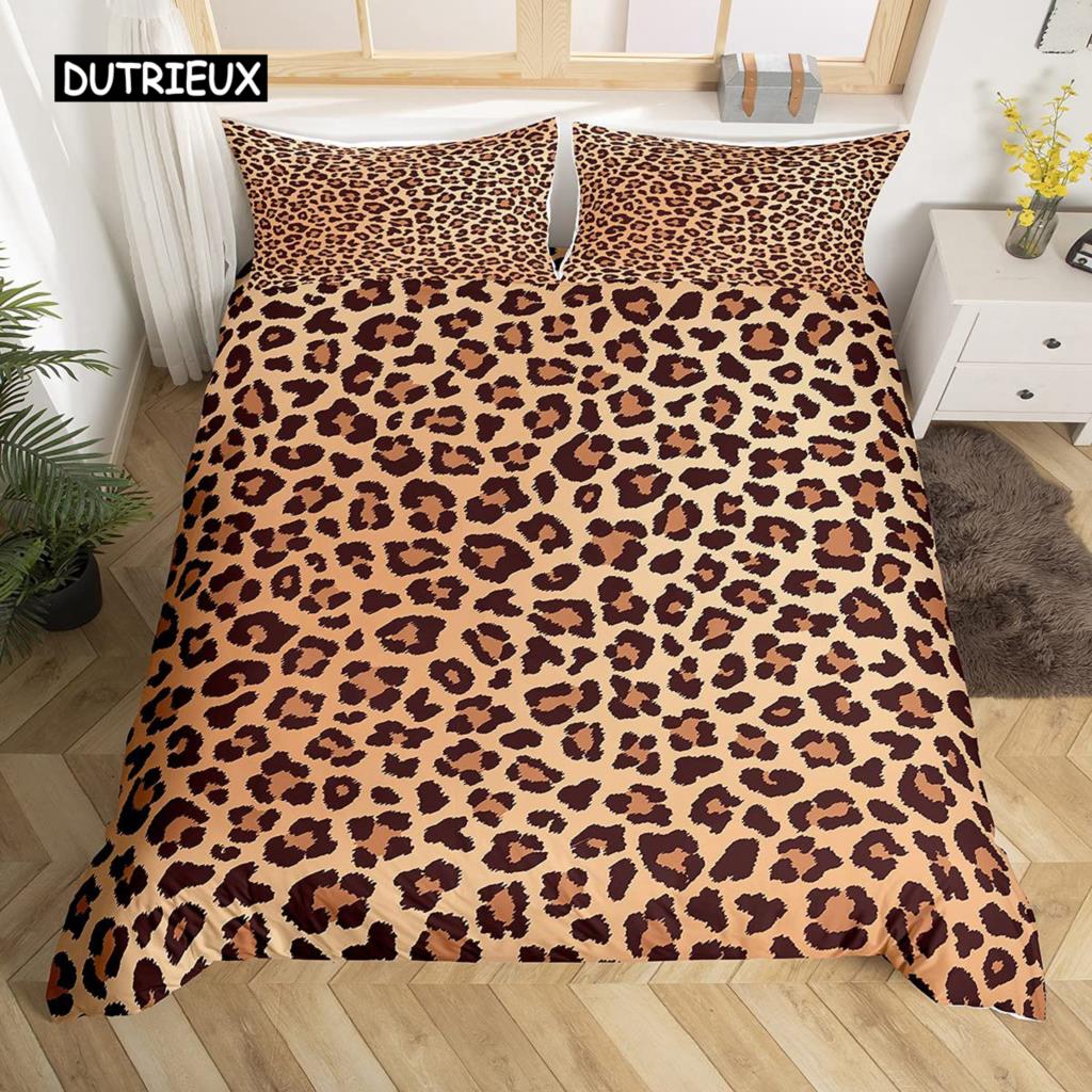 

Комплект пододеяльника с леопардовым принтом, размер queen, красный цветочный лепестковый узор, чехол для одеяла, ветви, зеленый лист, принт гепарда, чехол для стеганого одеяла EU single(135x200cm)