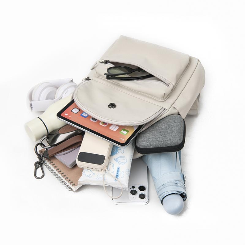 Women's Nylon Backpack Lightweight Solid Color Student Schoolbag