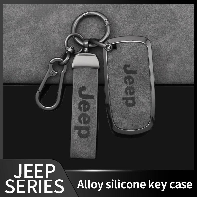 Für Jeep Zinklegierung Leder Auto Schlüsselhülle Abdeckung Schale Für Jeep Renegade Wrangler Patriot Grand Cherokee WK2 KL Compass Liberty