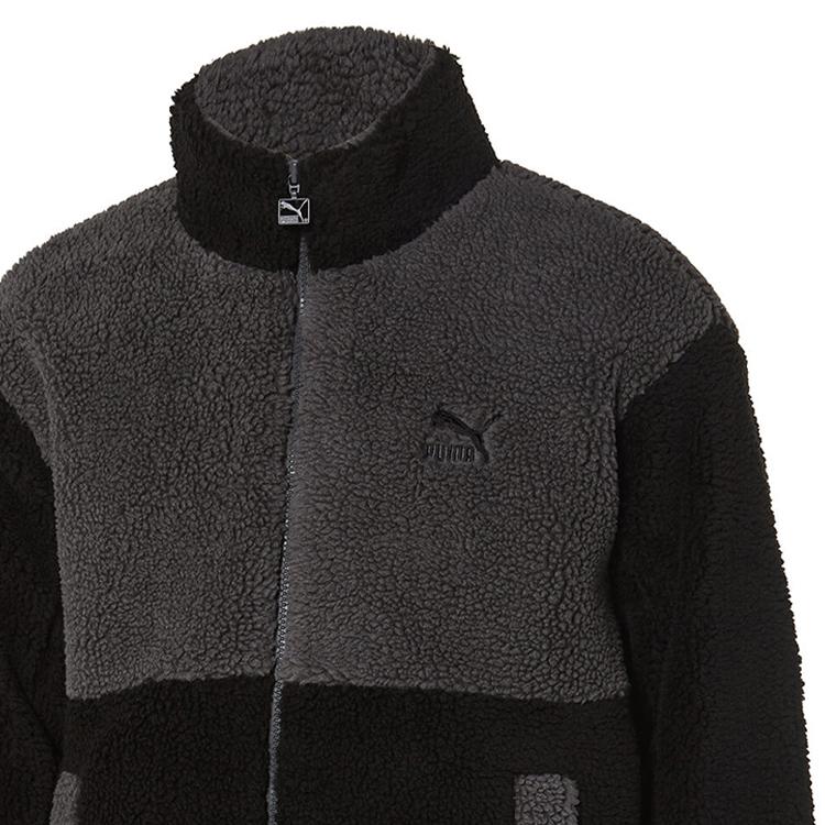 Puma Colorblock Stand Collar Fleece Warm Jacket Men Jackets Black 929821-02