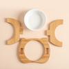Wooden Ceramic Pet Bowl Cat and Dog Supplies Single Double Bowl with Oblique Mouth High Foot Leak Proof Pet Food Bowl and Feeder